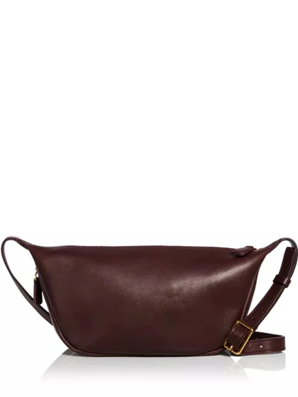 Madewell Brown Leather Crescent Crossbody travel Shoulder Bag Zip Top day bag